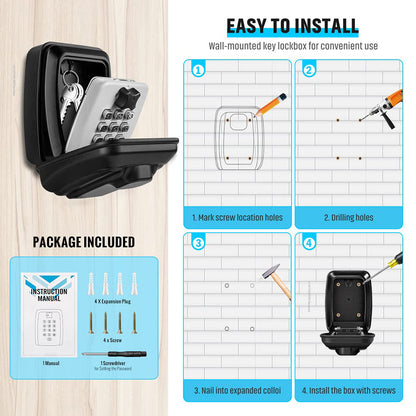 Weatherproof Key Safe with Combination Lock for Secure Key Storage