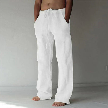 Linen Pants Men with Baggy Fit and Elastic Waistband