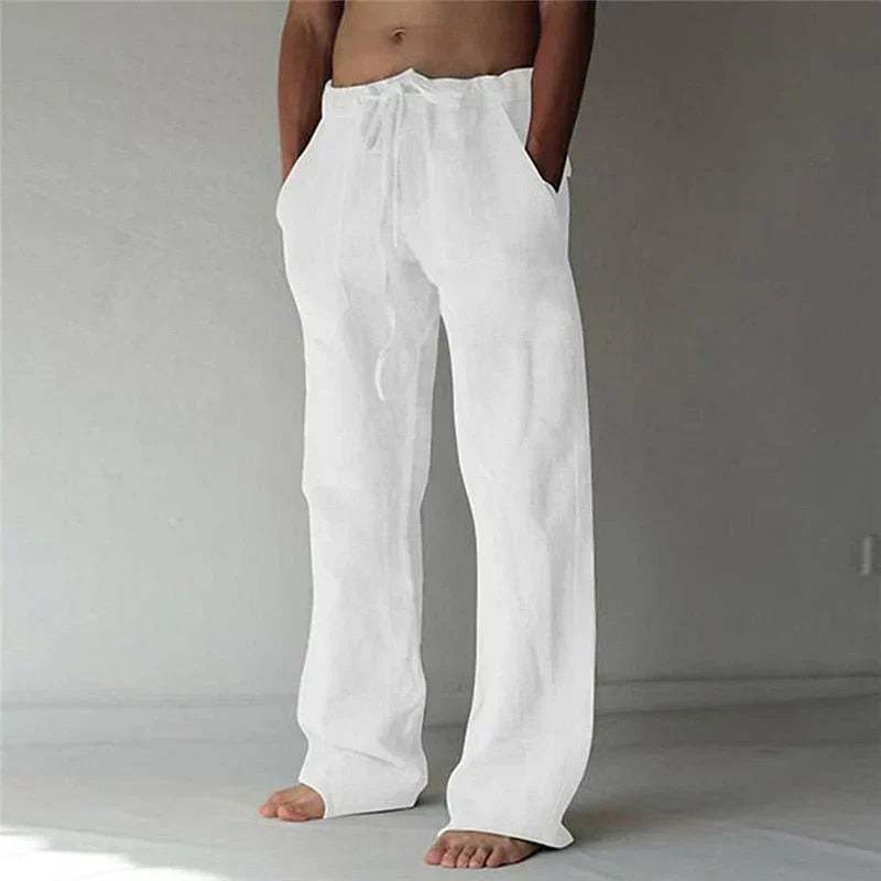 Linen Pants Men with Baggy Fit and Elastic Waistband