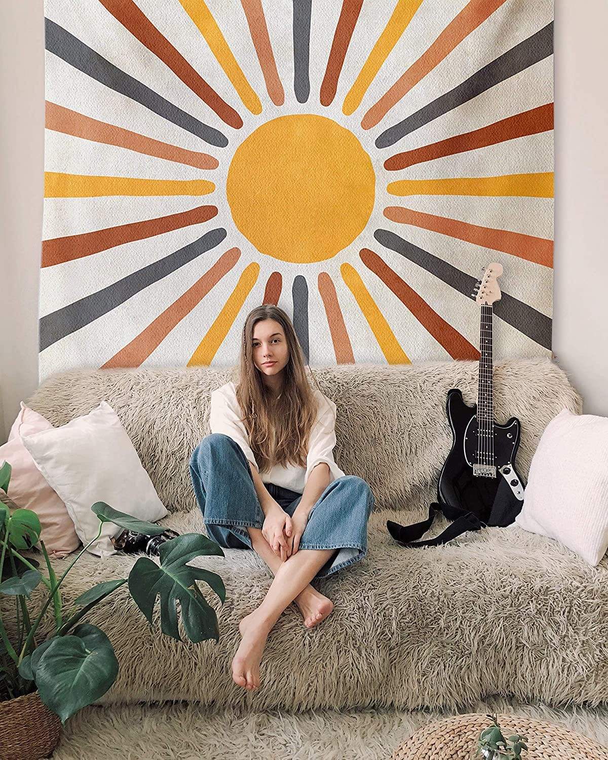 Boho Wall Tapestry with Sunbeam Design for a Warm Atmosphere at Home