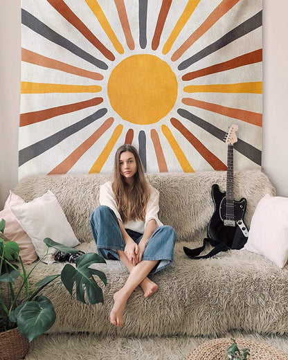 Boho Wall Tapestry with Sunbeam Design for a Warm Atmosphere at Home