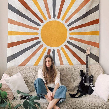 Boho Wall Tapestry with Sunbeam Design for a Warm Atmosphere at Home