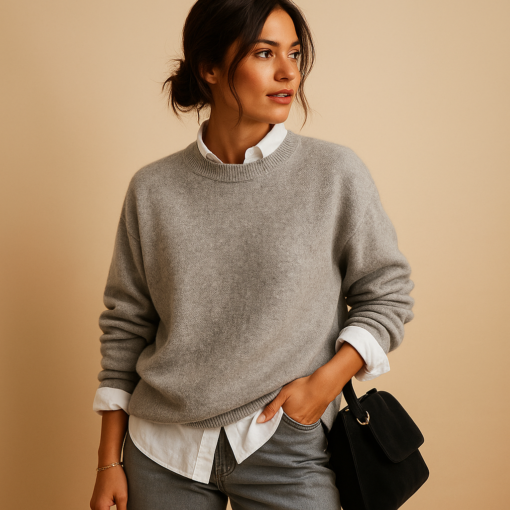 Ladies' Jumper with Fine Knit Structure and Timeless Elegant Fit