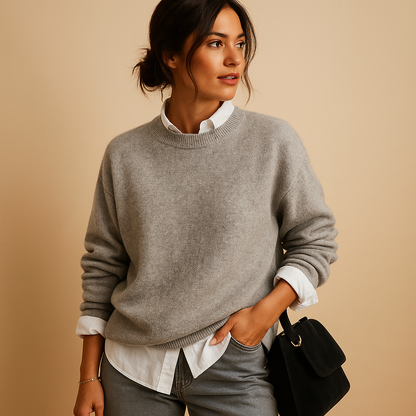 Ladies' Jumper with Fine Knit Structure and Timeless Elegant Fit