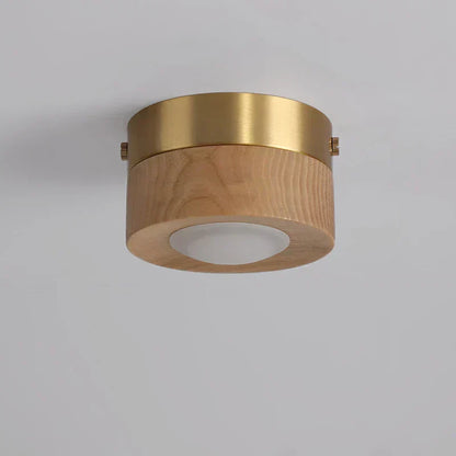 Light with Wooden LED Ceiling Walnut Finish and Minimalist Round Design
