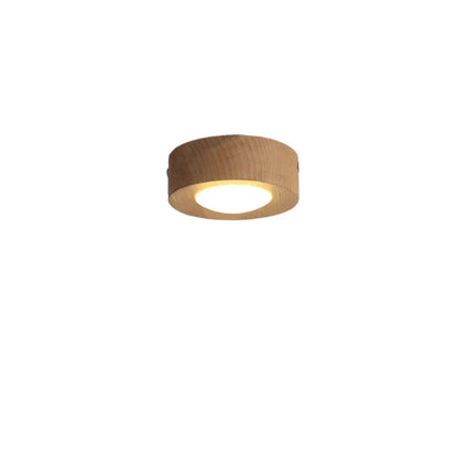 Light with Wooden LED Ceiling Walnut Finish and Minimalist Round Design