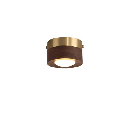 Light with Wooden LED Ceiling Walnut Finish and Minimalist Round Design
