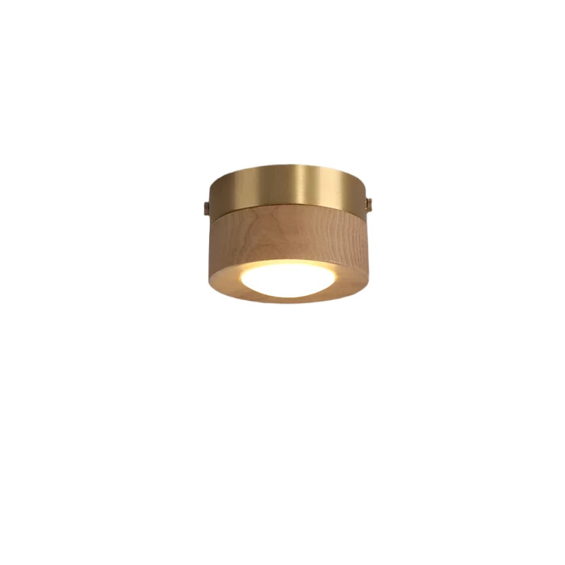 Light with Wooden LED Ceiling Walnut Finish and Minimalist Round Design