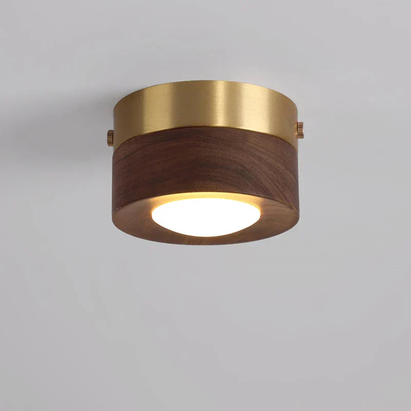 Light with Wooden LED Ceiling Walnut Finish and Minimalist Round Design