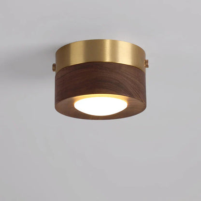 Light with Wooden LED Ceiling Walnut Finish and Minimalist Round Design
